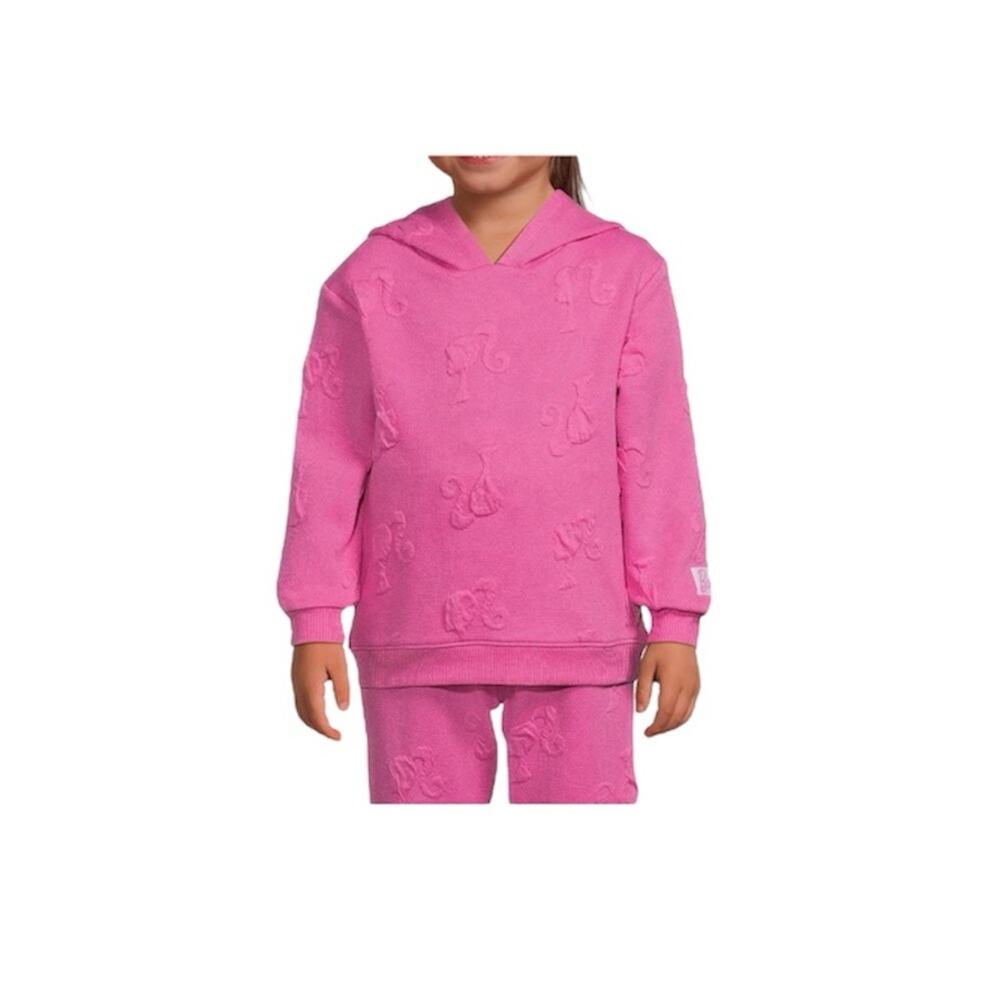 Girls' Barbie Hoodie Pink Embossed Barbie Logo Sweatshirt Size 3T